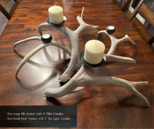 Load image into Gallery viewer, SOLD OUT Elk and Deer Antler Candelabra - naturally shed Colorado antler, pillar candle included, table minimalist rustic decor