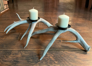 Single Elk Antler Candelabra - naturally shed Colorado elk, tea light table minimalist rustic decor