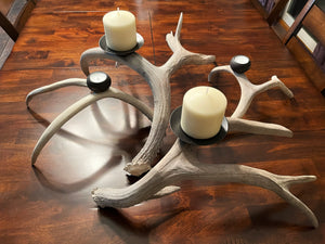 SOLD OUT Elk and Deer Antler Candelabra - naturally shed Colorado antler, pillar candle included, table minimalist rustic decor
