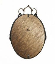 Load image into Gallery viewer, SOLD: 12&quot;x16&quot; Petite Equestrian Leather Mirror Oval - Horse harness, leather mirror