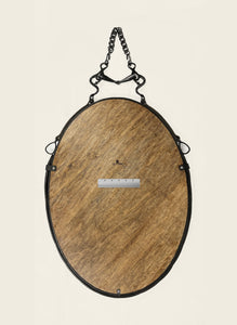 28"x20" Porta Leather Mirror Oval, with Royal Portuguese Black Bit