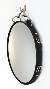 Reserved for Patricia Malley - 24" Equestrian Leather Mirror with Snaffle Bit, Brown