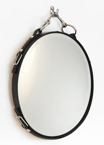 30” x 22" Leather Equestrian Oval Mirror with Snaffle Bit (Horizontal), Assorted Colors horse decor