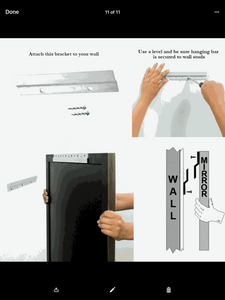 Installation process for French cleat hanging hardware with genuine nickel-finish details for an equestrian leather mirror.