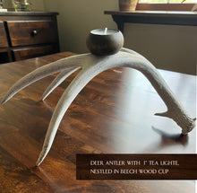 Load image into Gallery viewer, SOLD OUT Elk and Deer Antler Candelabra - naturally shed Colorado antler, pillar candle included, table minimalist rustic decor