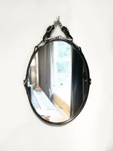 Load image into Gallery viewer, 12&quot; x 16&quot; Oval Black Bridle Mirror, horse decor