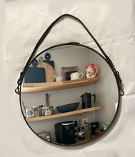 Load image into Gallery viewer, 16" Horse Tack Leather Strap Mirror, Copper Detail