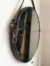Load image into Gallery viewer, 16" Horse Tack Leather Strap Mirror, Copper Detail