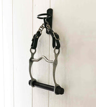 Load image into Gallery viewer, Horse bit tea towel hanger with steel and leather details