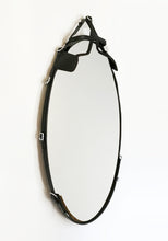 Load image into Gallery viewer, 24”x36&quot; Harness Leather Mirror with Blinders, Free Shipping, Vertical Oval, horse decor farmhouse