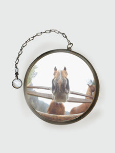 SOLD OUT: 16" Heel Chain and Distressed Leather Equestrian Mirror
