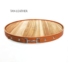 Load image into Gallery viewer, The Artisan Equestrian Serving Tray: Tan or Black leather 15" Lazy Susan