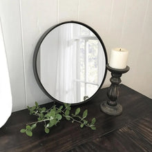 Load image into Gallery viewer, 16" Simple Leather Circle Mirror in Black, Brown or Mahogany