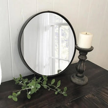 Load image into Gallery viewer, 18" Simple Leather Circle Mirror in Black, Brown or Mahogany