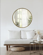 Load image into Gallery viewer, 24" Simple Leather Circle Mirror in Black, Brown or Mahogany
