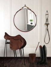 Load image into Gallery viewer, 18&quot; Leather-Framed Equestrian Mirror