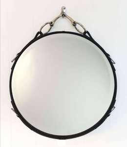 26" Leather Snaffle Bit Circle Mirror horse mirror