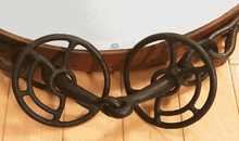 Load image into Gallery viewer, 24&quot; Black and Tan Leather Circle Mirror antique horse mirror