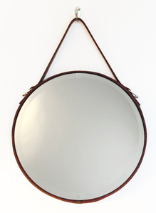 Leather Strap Circle Mirror - assorted sizes available