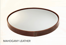 Load image into Gallery viewer, Simple Leather Circle Mirror in Black, Brown or Mahogany - Assorted Sizes (18", 24" or 30") leather mirror