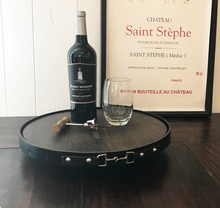 Load image into Gallery viewer, The Artisan Equestrian Serving Tray: Tan or Black leather 15" Lazy Susan