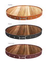 Load image into Gallery viewer, The Artisan Equestrian Serving Tray: Tan, Black or Mahogany leather 15" Lazy Susan