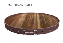 Load image into Gallery viewer, The Artisan Equestrian Serving Tray: Tan, Black or Mahogany leather 15" Lazy Susan