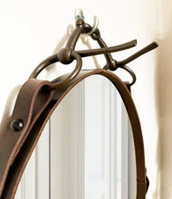 Load image into Gallery viewer, 12" x 16" Oval Bronze Bridle Mirror, Half Cheek Snaffle Bit horse decor