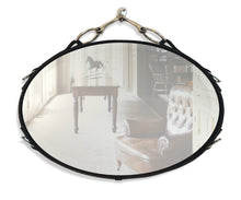 Load image into Gallery viewer, 28” x 20&quot; Leather Equestrian Oval Mirror with Snaffle Bit (Horizontal), Assorted Colors horse decor