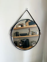 Load image into Gallery viewer, 16" Horse Tack Leather Strap Mirror, Copper Detail