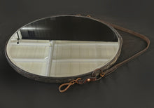 Load image into Gallery viewer, 16" Horse Tack Leather Strap Mirror, Copper Detail