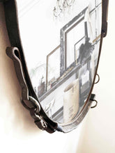 Load image into Gallery viewer, 20&quot;x28&quot; rustic harness mirror with old horse leather 