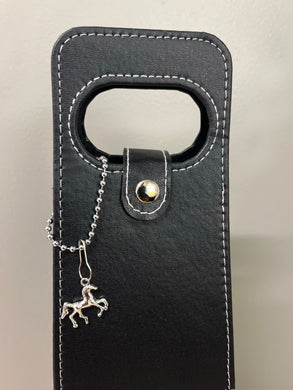 Wine Tote Gift Caddy with Horse Charm, Single Bottle Equestrian Gift Housewarming