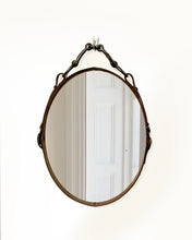 Load image into Gallery viewer, 12" x 16" Oval Bronze Bridle Mirror, Half Cheek Snaffle Bit horse decor