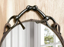 Load image into Gallery viewer, 12" x 16" Oval Bronze Bridle Mirror, Half Cheek Snaffle Bit horse decor