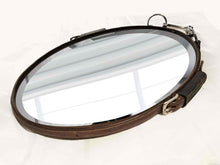 Load image into Gallery viewer, 12&quot;x16&quot; oval leather mirror with equestrian harness decor, unique farmhouse style.