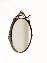 Load image into Gallery viewer, 12" x 16" Oval Bronze Bridle Mirror, Half Cheek Snaffle Bit horse decor