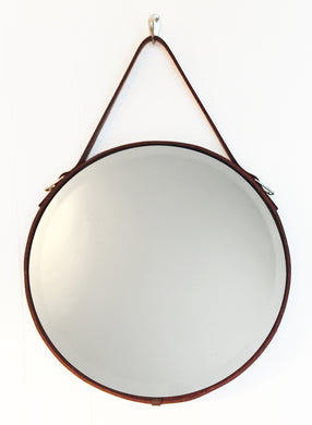 Leather Strap Circle Mirror, Assorted Sizes & Colors (18