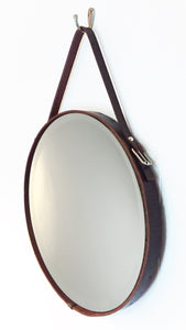 Leather Strap Circle Mirror, Assorted Sizes & Colors (18", 24", 30")