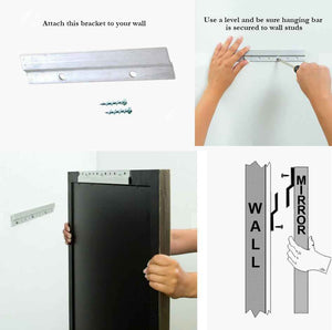 French cleat hanging instructions for 26" Snaffle Mirror installation.